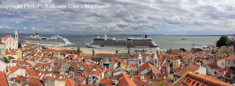 Cruise Ship, Ocean Liner, Ship, Vessel, Brick, Building, Downtown