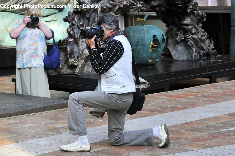 Person, Photographer, People, Human, Binoculars, Bust, Figurine