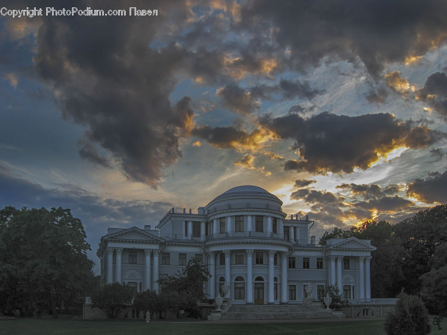 Azure Sky, Cloud, Outdoors, Sky, Architecture, Mansion, Asphalt