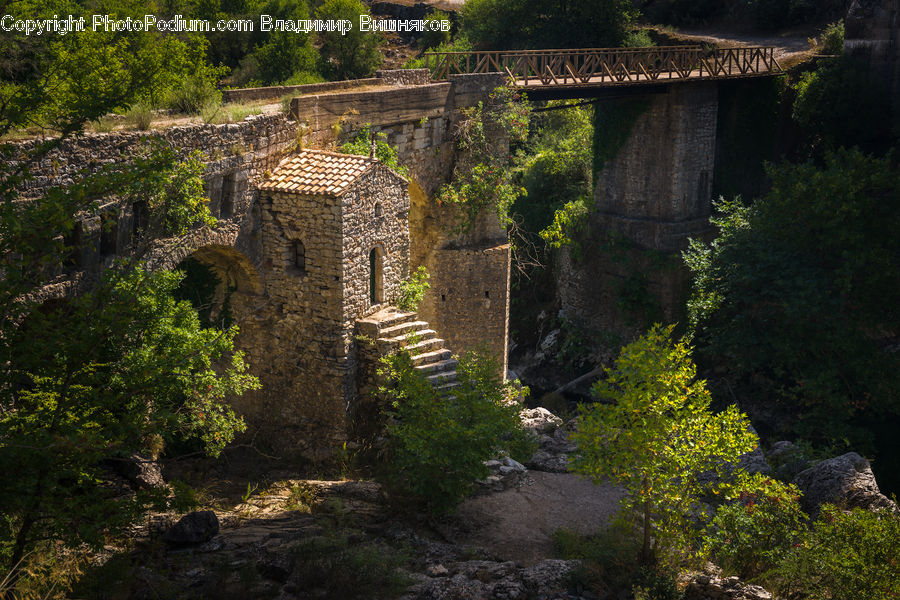 Castle, Fort, Architecture, Bridge, Bush, Plant, Vegetation