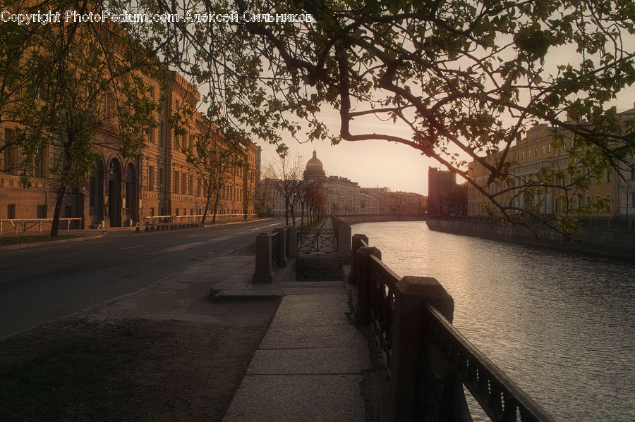 Bench, Chair, Furniture, Building, Housing, Villa, Canal