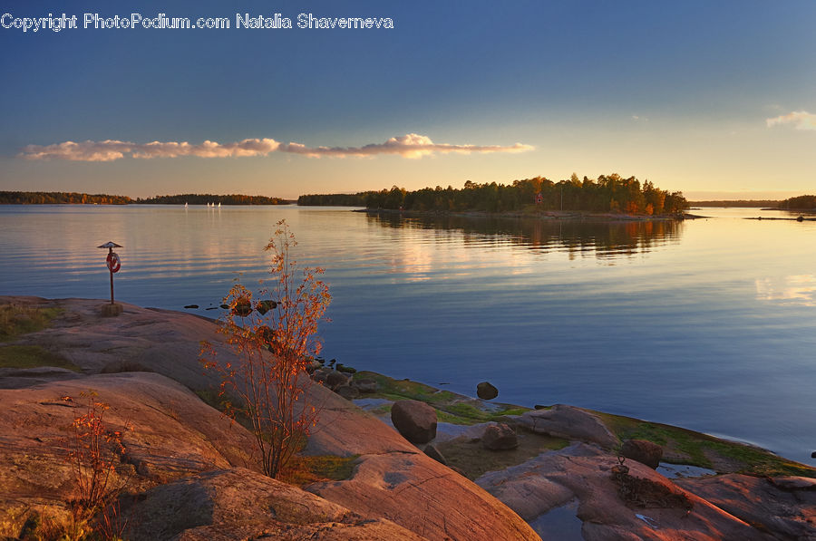 Lake, Outdoors, Water, Coast, Sea, Dawn, Dusk