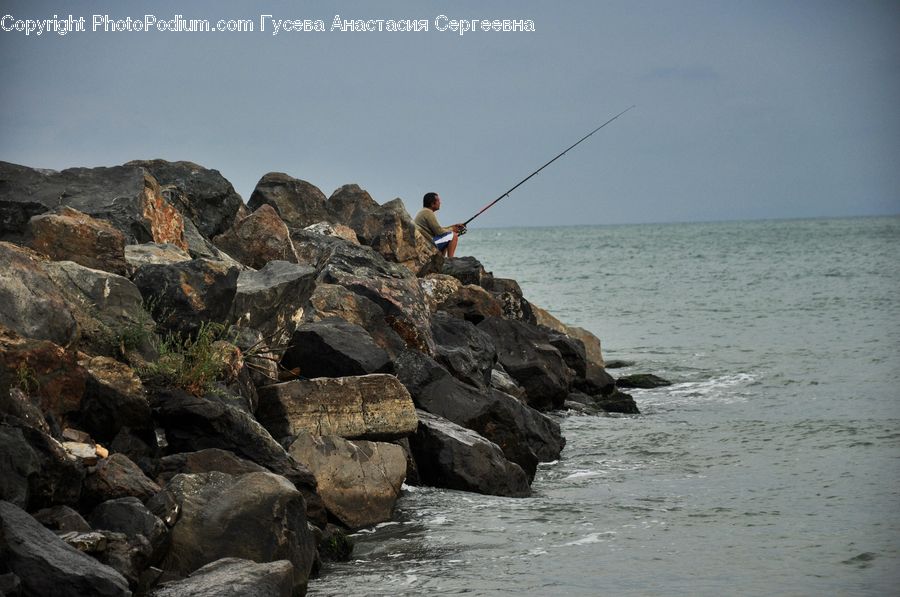 Coast, Outdoors, Sea, Water, Rock, Fishing, Nature