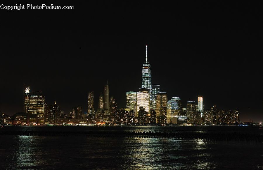 Night, Outdoors, City, Downtown, Metropolis, Urban, Building