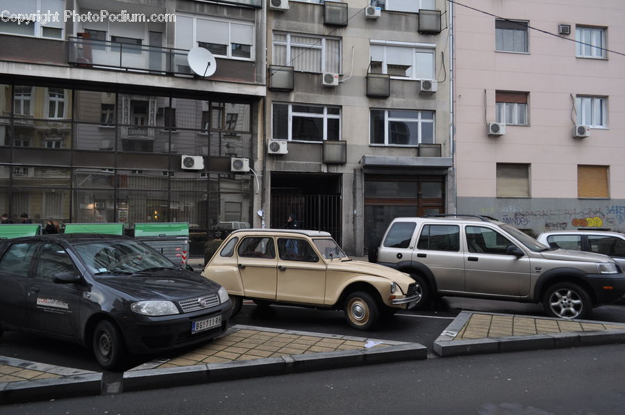 Automobile, Car, Vehicle, Brick, Apartment Building, Building, High Rise