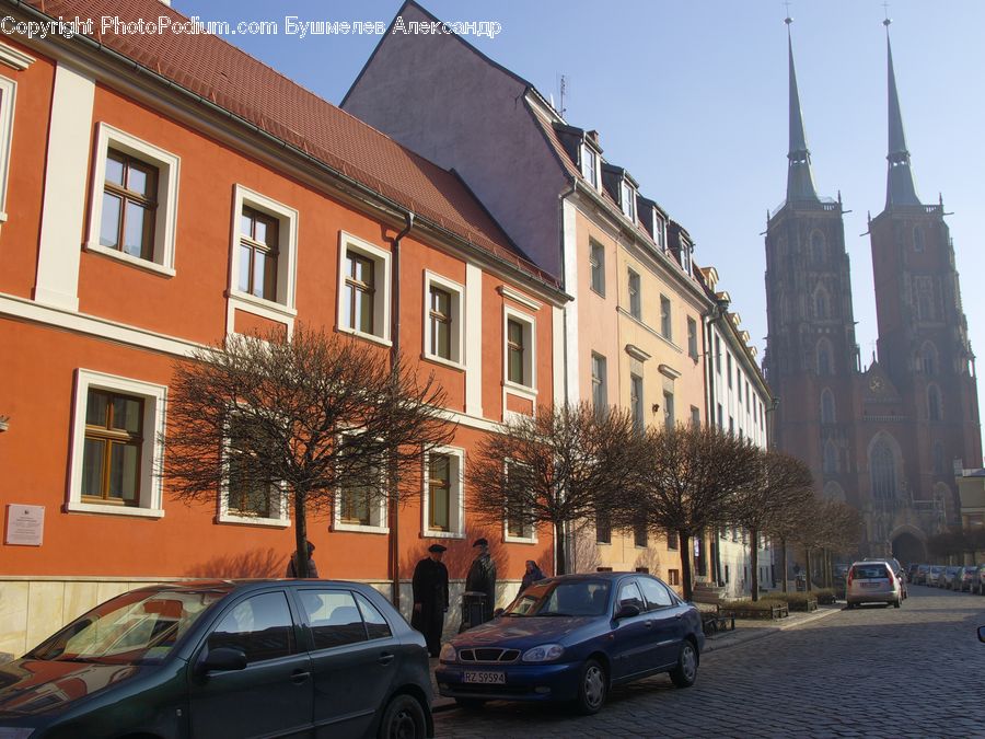 Automobile, Car, Vehicle, Downtown, Neighborhood, Town, Architecture