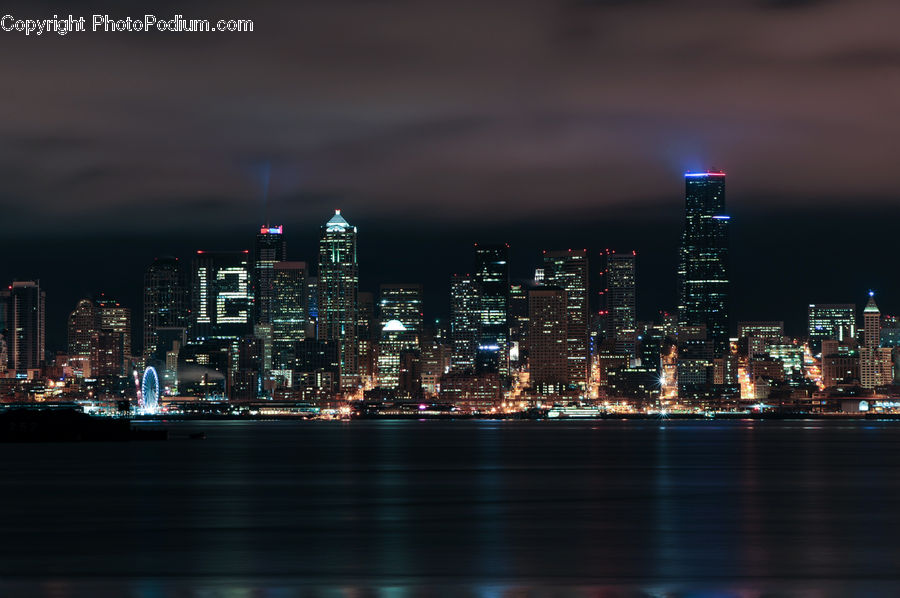City, Downtown, Metropolis, Urban, Night, Outdoors, Building