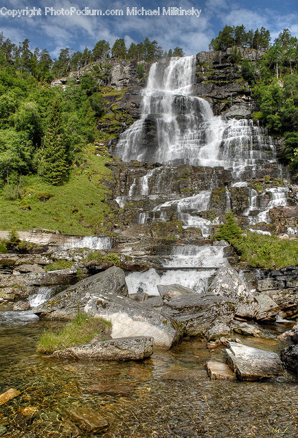 Creek, Outdoors, River, Water, Waterfall, Forest, Jungle
