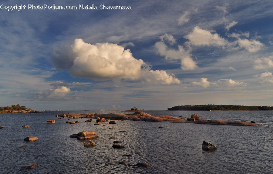 Cloud, Cumulus, Sky, Pebble, Beach, Coast, Outdoors
