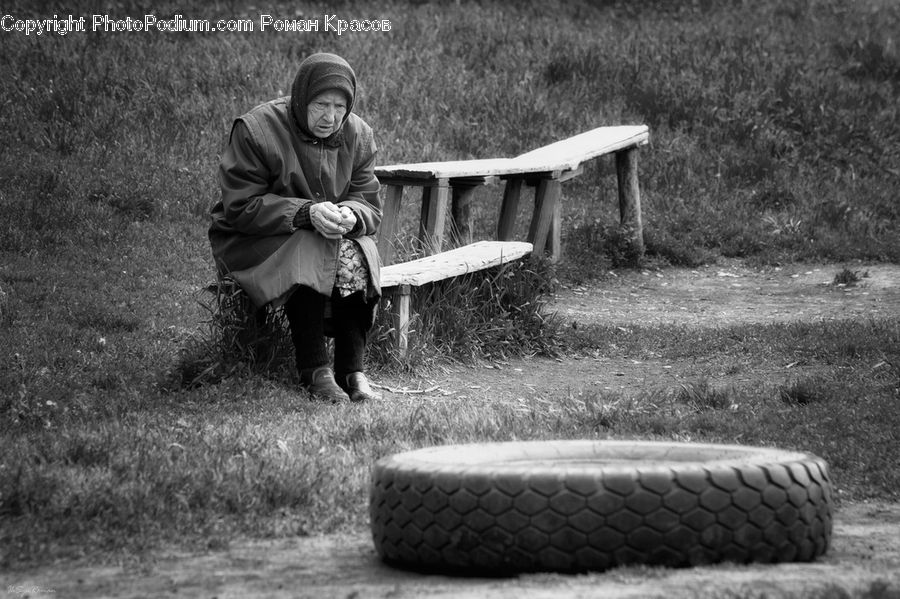 Human, People, Person, Tire, Bench, Asleep, Outdoors