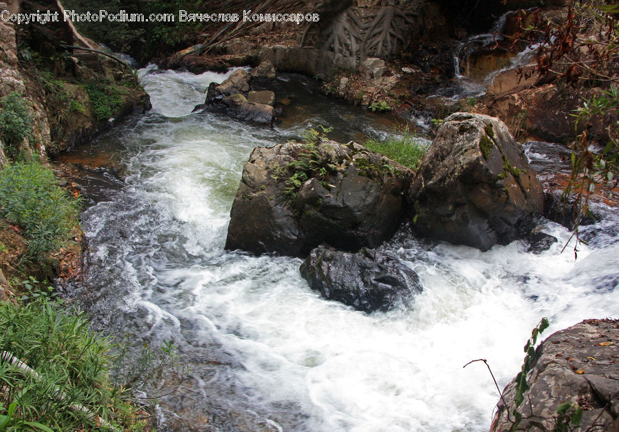 Creek, Outdoors, River, Water, Waterfall, Nature, Rock