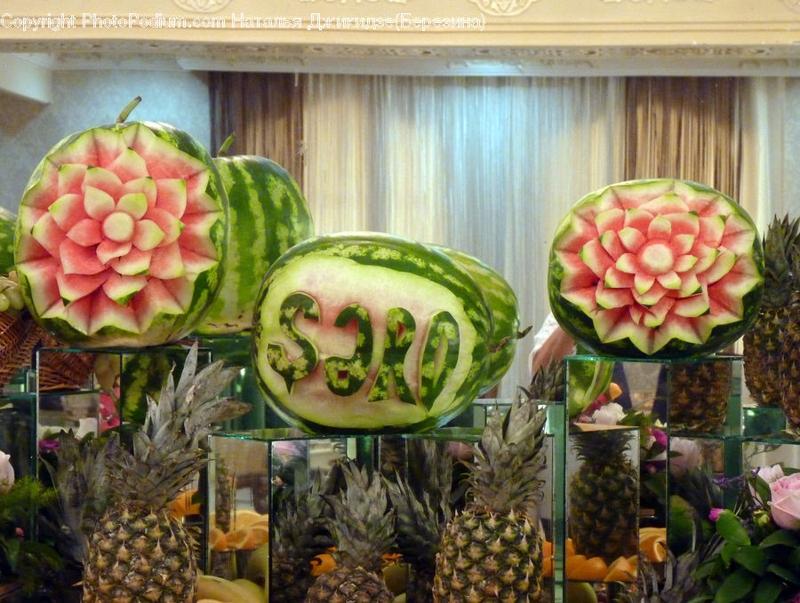Fruit, Pineapple, Aquarium, Aquatic, Sea Life, Water, Watermelon
