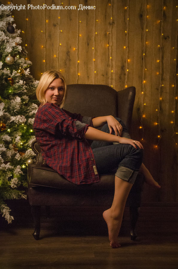 Plant, Potted Plant, People, Person, Human, Plaid, Conifer