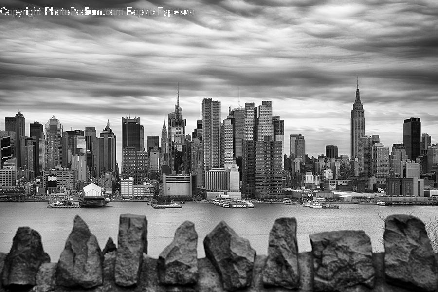 Rock, Waterfront, City, Downtown, Urban, Architecture, High Rise