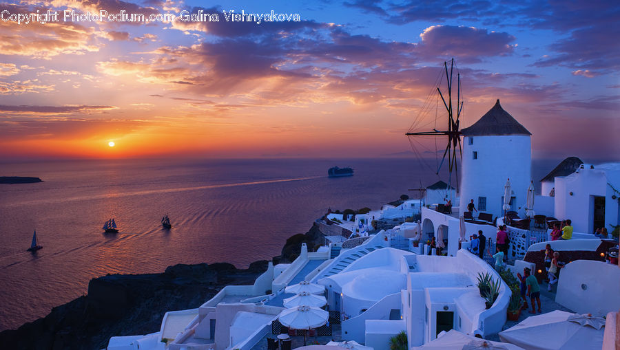Boat, Dinghy, Hotel, Resort, Dawn, Dusk, Sky