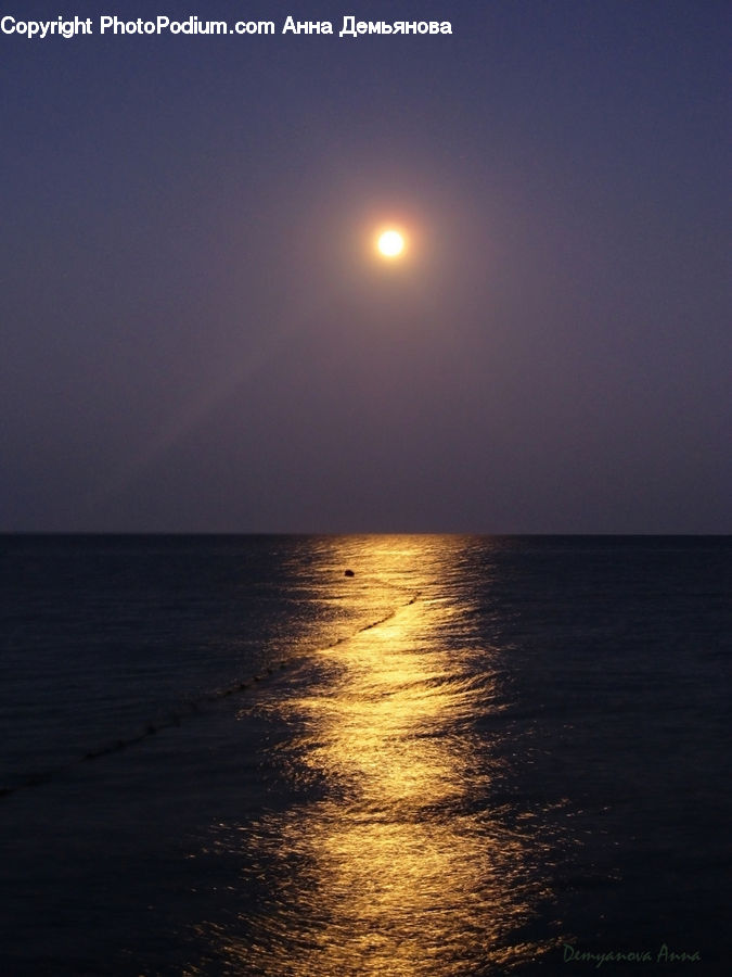 Beach, Coast, Outdoors, Sea, Water, Astronomy, Full Moon