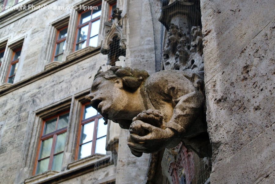 Art, Gargoyle, Statue, Sculpture, Rock, Head, Portrait