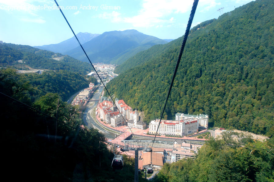 Cable Car, Trolley, Vehicle, City, Downtown, Building, Town