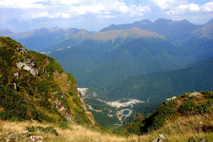 Crest, Mountain, Outdoors, Peak, Mountain Range, Field, Grass