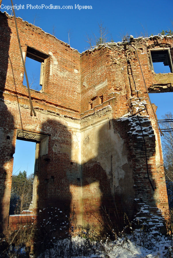 Brick, Castle, Fort, Ruins, Architecture, Bell Tower, Clock Tower