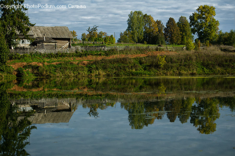 Building, Cottage, Housing, Outdoors, Pond, Water, Villa
