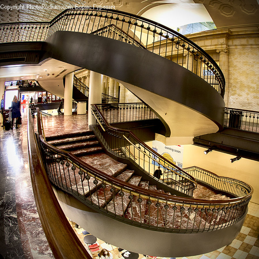 Banister, Handrail, Staircase, Arch, Architecture, City, Downtown