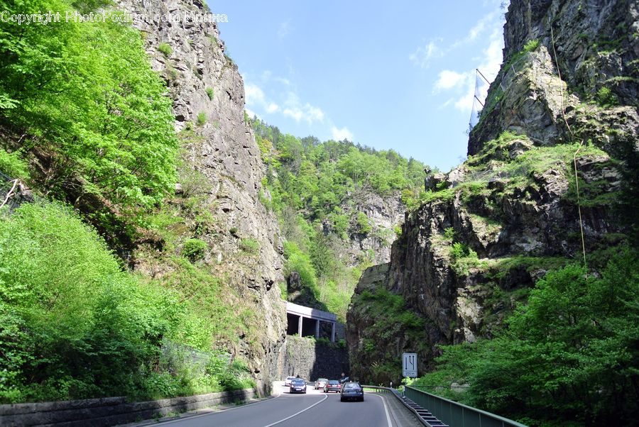 Tunnel, Cliff, Outdoors, Landslide, Road, Freeway, Highway