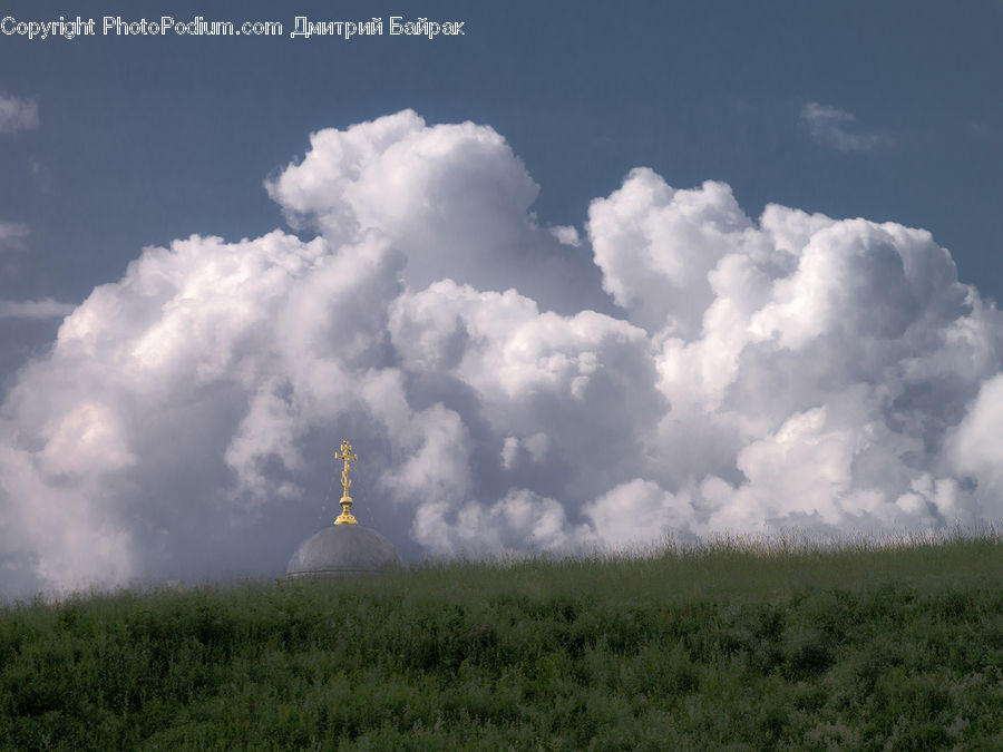 Cloud, Cumulus, Sky, Azure Sky, Outdoors, Field, Grass