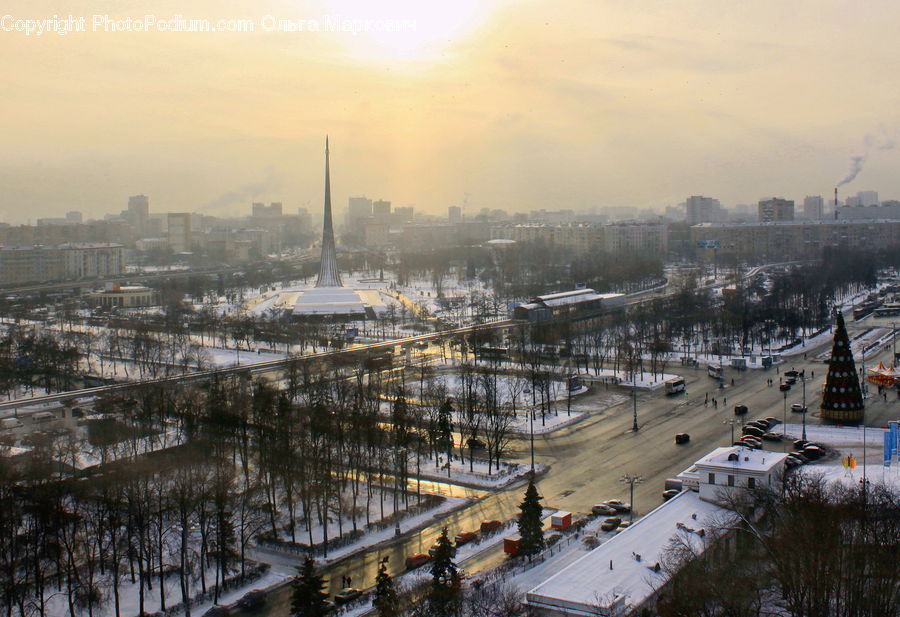 City, Downtown, Dawn, Dusk, Sky, Sunrise, Sunset