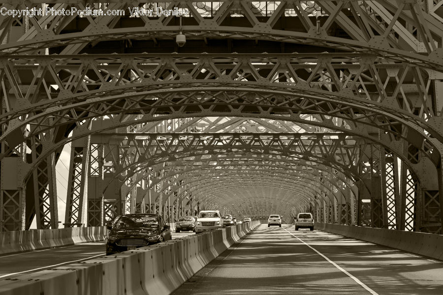 Bridge, Arch, City, Downtown, Road