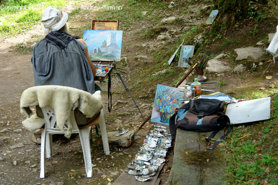 Art, Painting, Boat, Dinghy, Creek, Outdoors, River