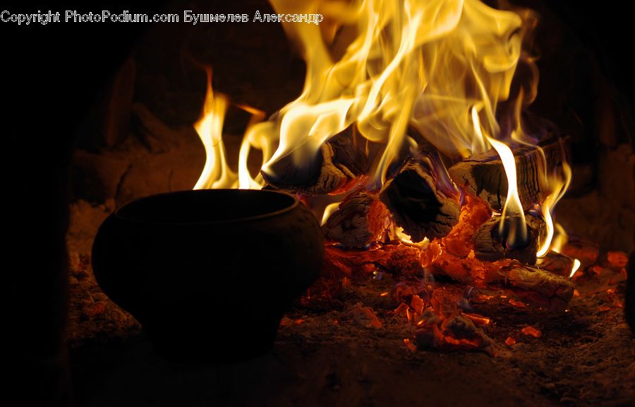 Fire, Flame, Fireplace, Hearth, Cream, Creme, Dessert