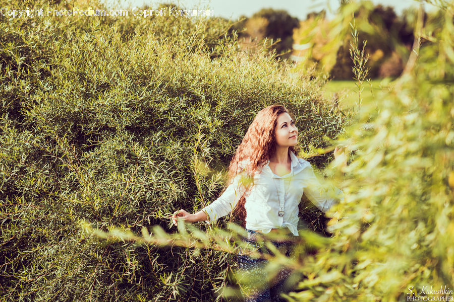 Field, Grass, Grassland, Plant, Female, Girl, Person