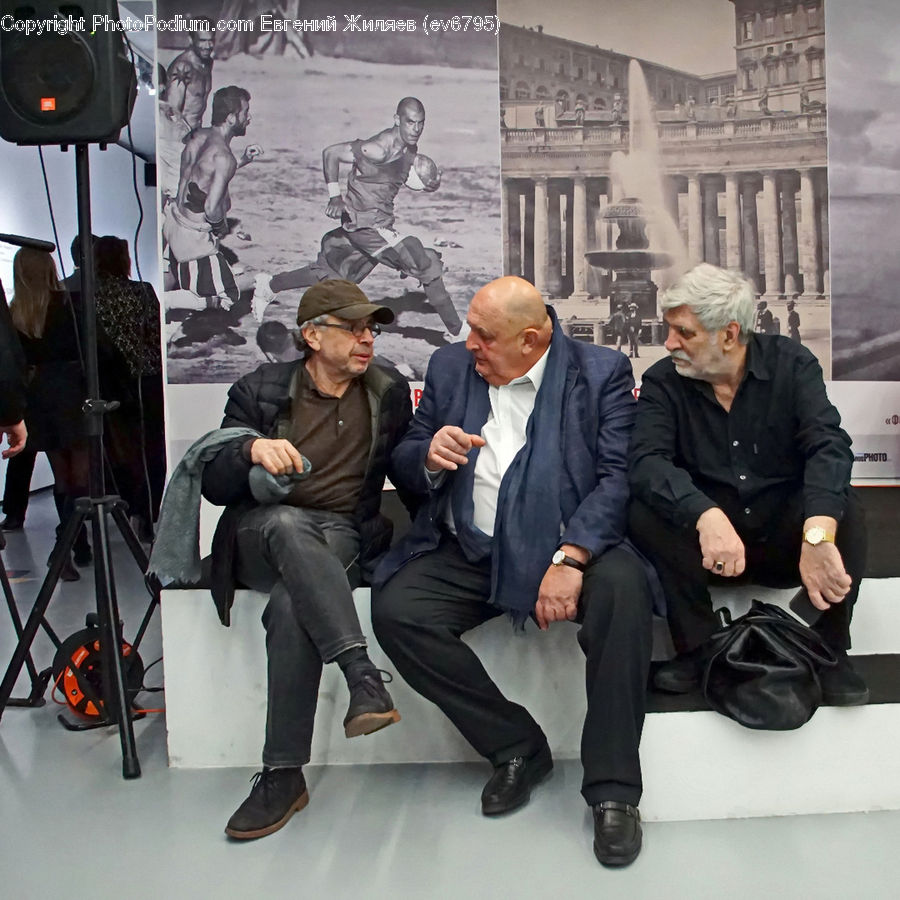 People, Person, Human, Sitting, Blazer, Clothing, Coat