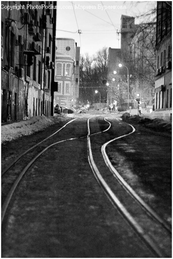 Streetcar, Tram, Alley, Alleyway, Road, Street, Town
