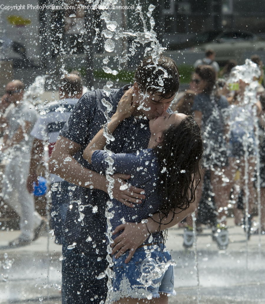 Fountain, Water, Sport, Swimming, Costume