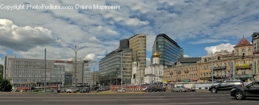 City, Downtown, Metropolis, Urban, Intersection, Road, Automobile