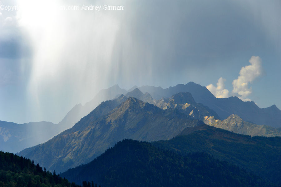 Mountain, Mountain Range, Outdoors, Crest, Peak, Azure Sky, Cloud