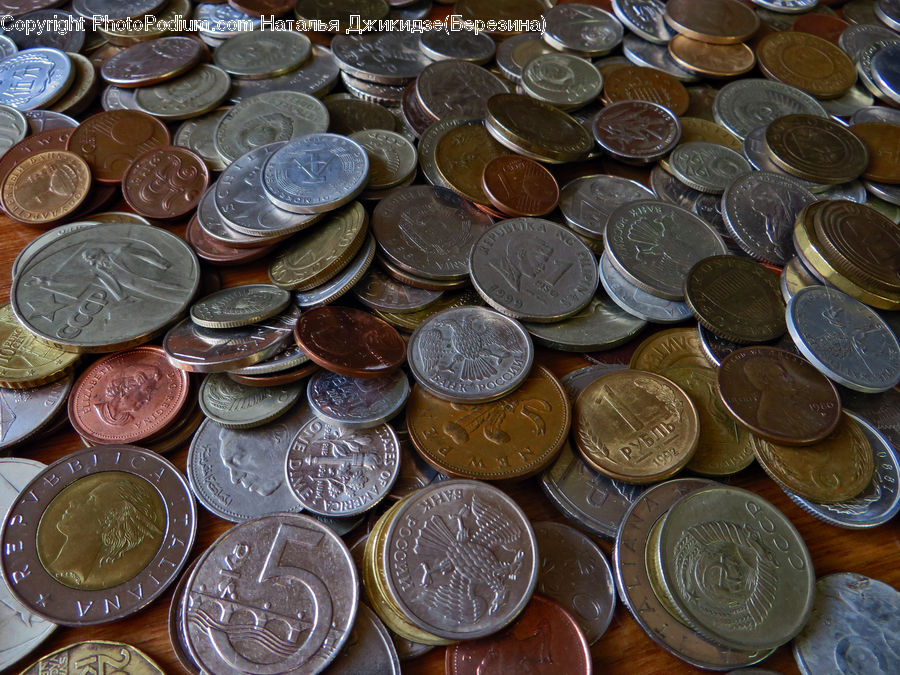 Coin, Money, Dime, Nickel, Bowl