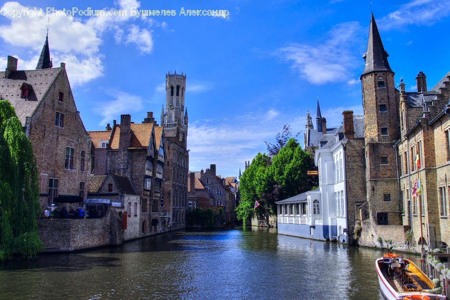 Architecture, Boat, Castle, Fort, Gondola, Canal, Outdoors
