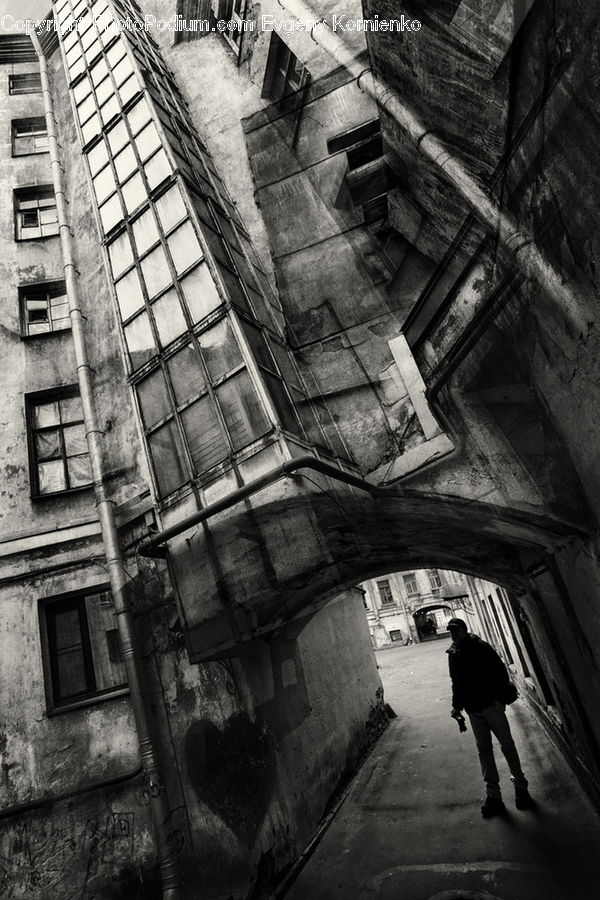 Alley, Alleyway, Road, Street, Town, Window, Brick