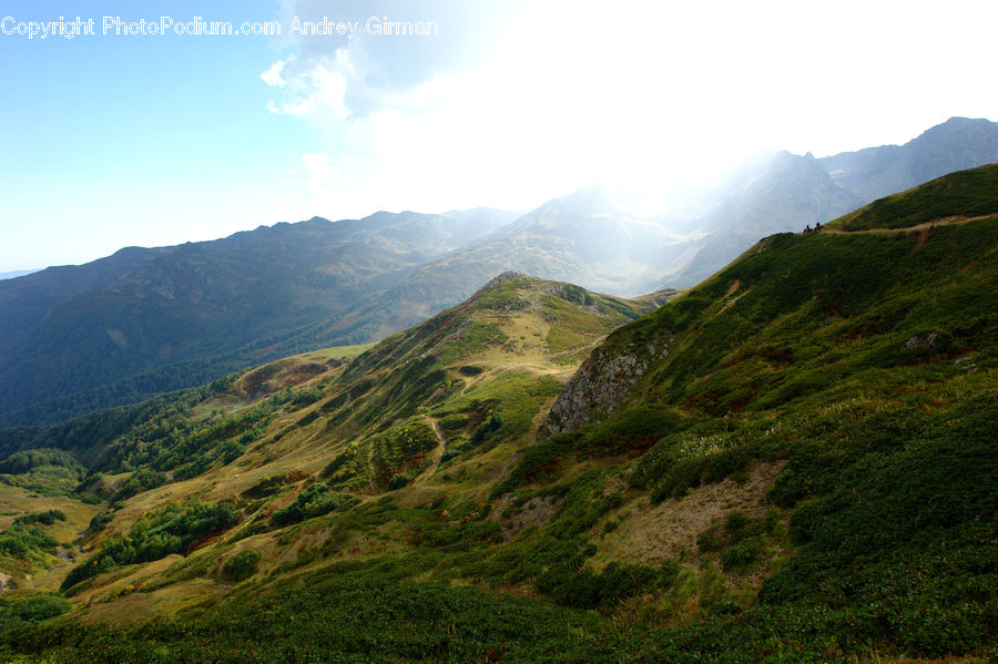 Crest, Mountain, Outdoors, Peak, Mountain Range, Field, Grass