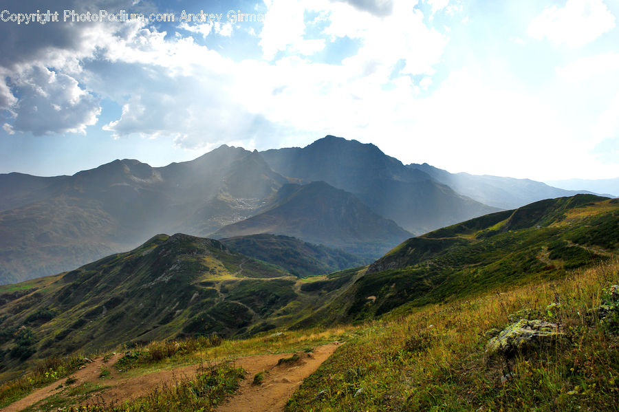 Crest, Mountain, Outdoors, Peak, Field, Grass, Grassland