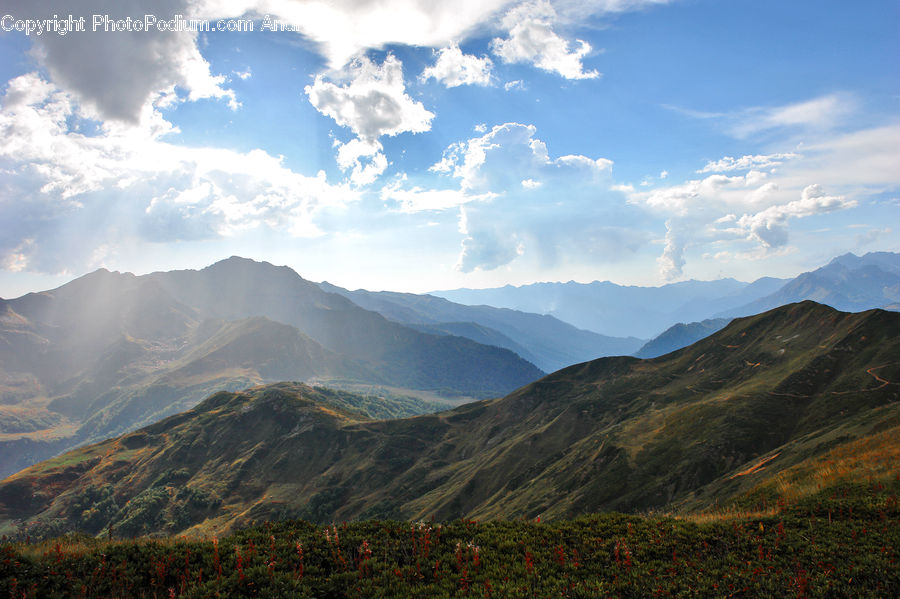 Azure Sky, Cloud, Outdoors, Sky, Mountain, Mountain Range, Cumulus