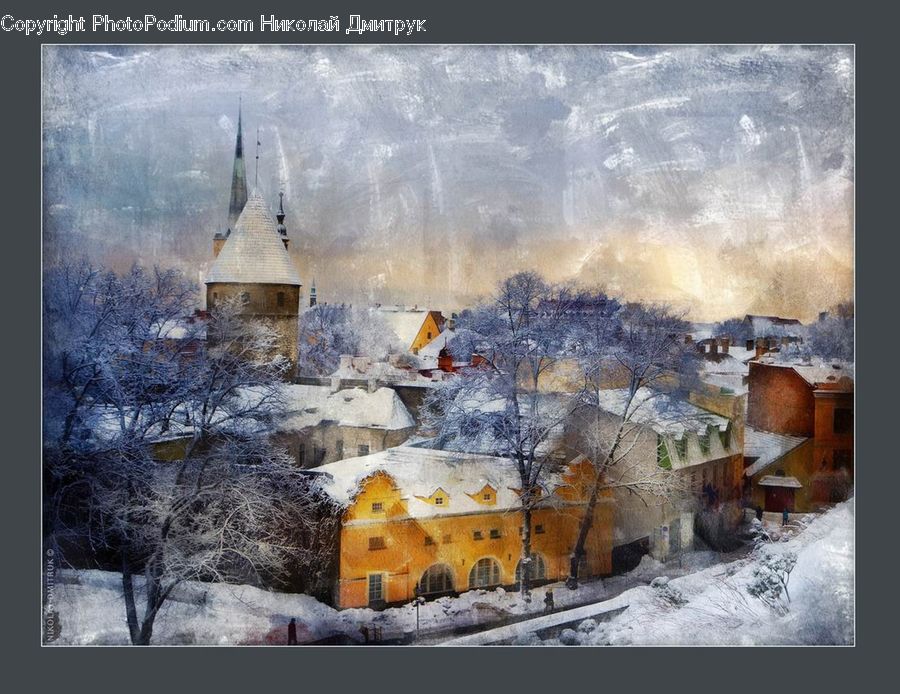 Art, Painting, Frost, Ice, Outdoors, Snow, Collage