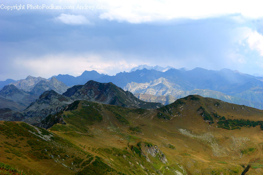 Crest, Mountain, Outdoors, Peak, Mountain Range, Field, Grass