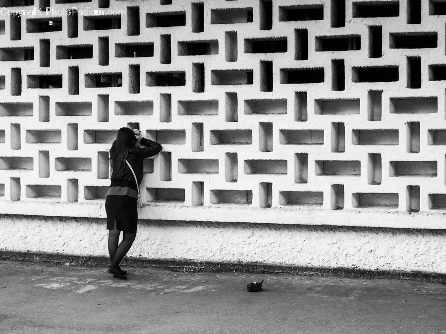 Leisure Activities, Walking, Fence, Wall, Brick, Asphalt, Tarmac