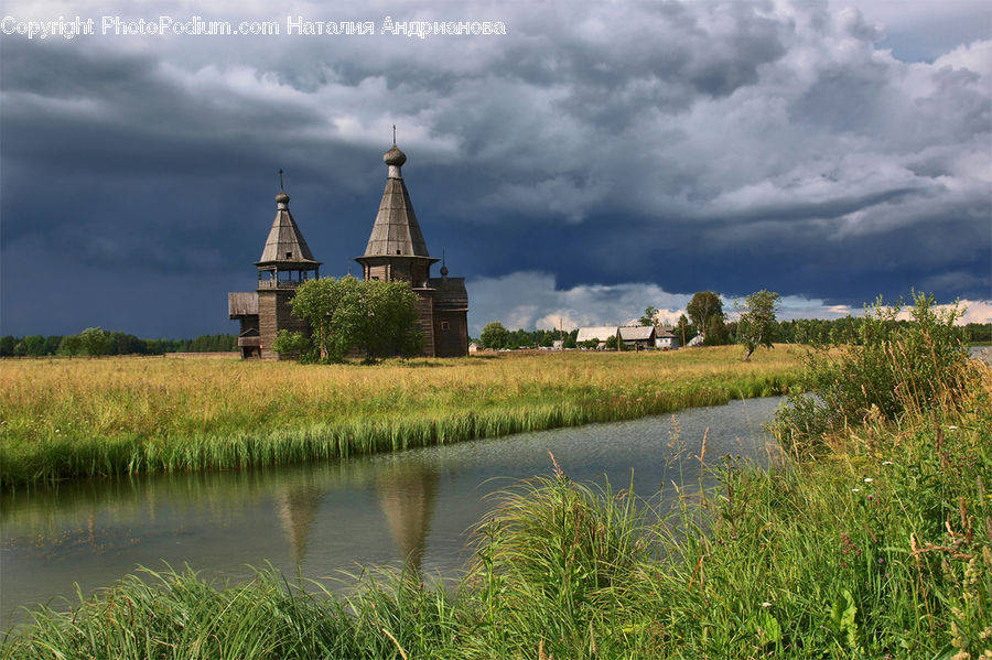 Architecture, Tower, Spire, Steeple, Church, Worship, Field