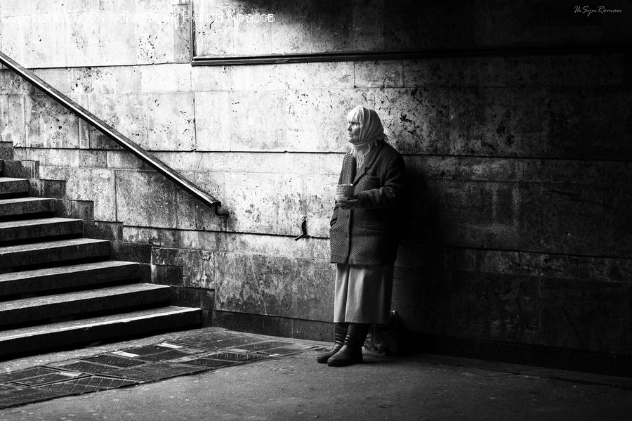 Human, People, Person, Coat, Banister, Handrail, Staircase