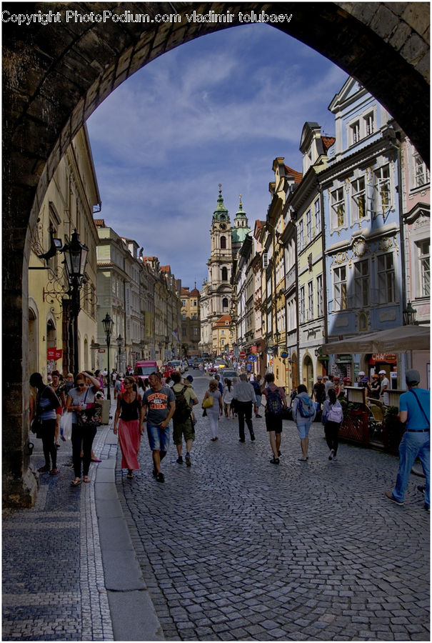Architecture, Downtown, Plaza, Town Square, Road, Street, Town